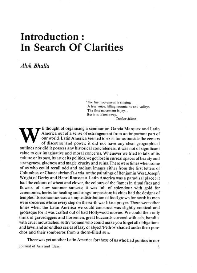 Journal of Arts & Ideas, issues 10-11, Jan-June 1985, page 5.