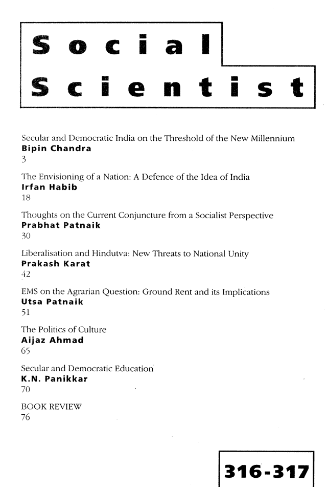 Social Scientist, issues 316-317, Sept-Oct 1999, front cover.