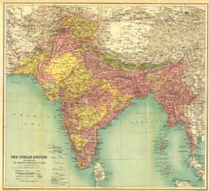 Imperial Gazetteer Map, The Indian Empire, inside front covers of all volumes