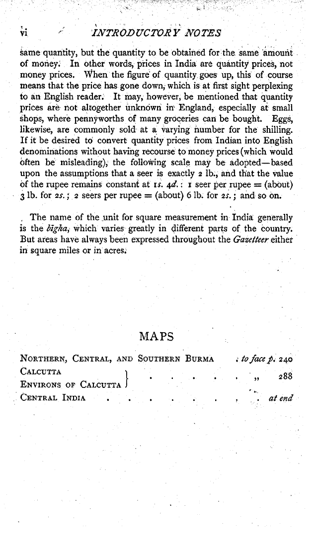 Imperial Gazetteer2 of India, Volume 9, introductory notes, page vi