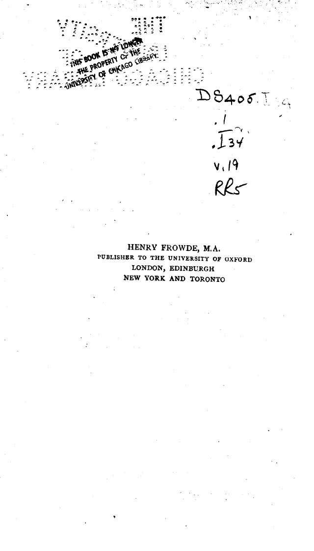 Imperial Gazetteer2 of India, Volume 19, title page verso