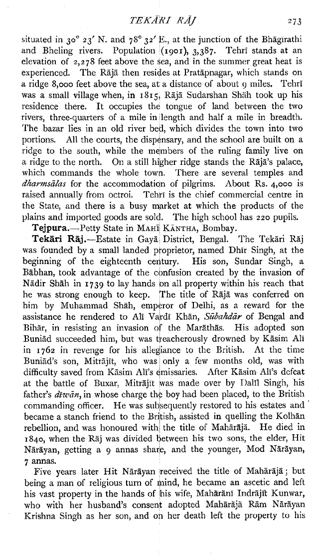 Imperial Gazetteer2 of India, Volume 23, page 273