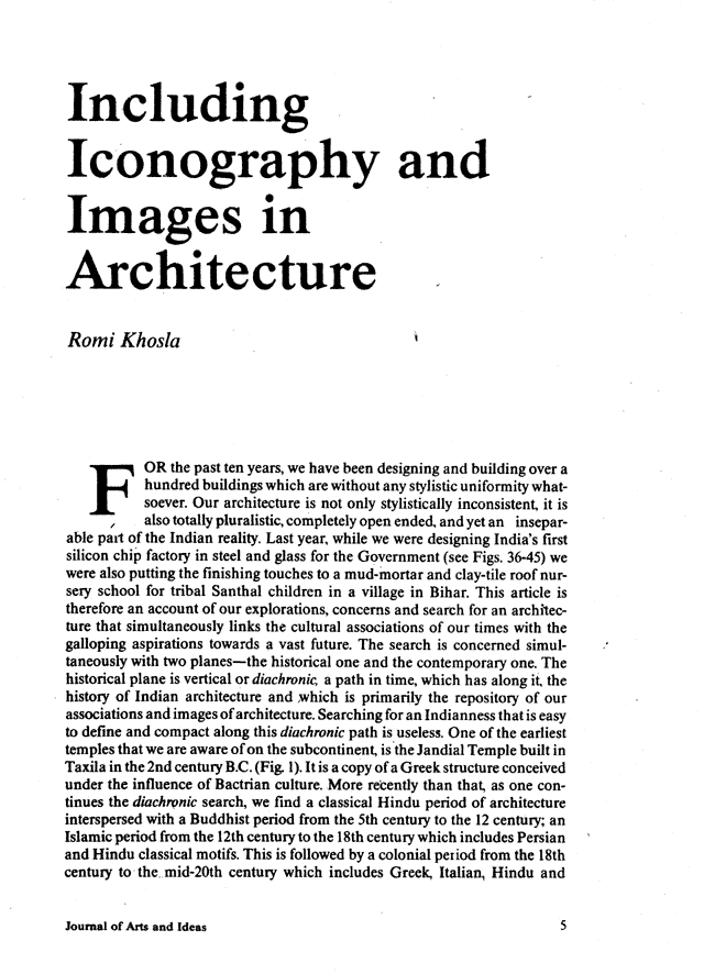 Journal of Arts & Ideas, issues 7, April-June 1984, page 5.