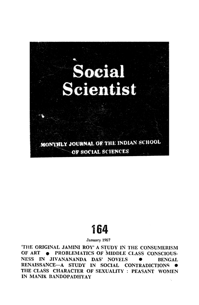 Social Scientist, issues 164, Jan 1987, front cover.