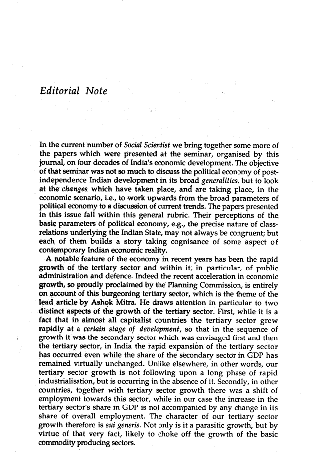 Social Scientist, issues 179, April 1988, page 1.