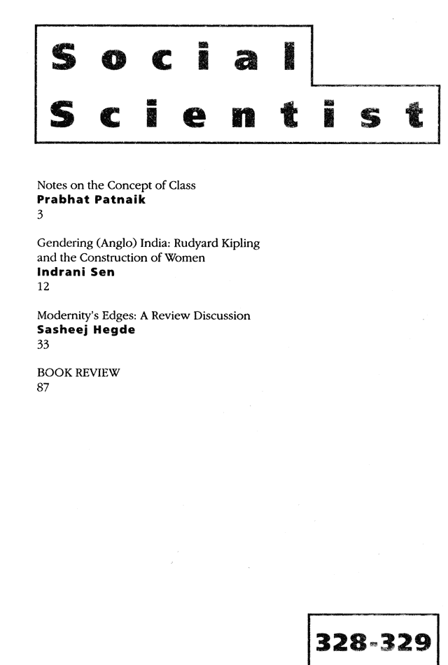 Social Scientist, issues 328-329, Sept-Oct 2000, front cover.