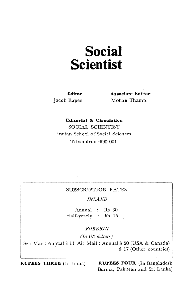Social Scientist, issues 78, Jan 1979, verso.