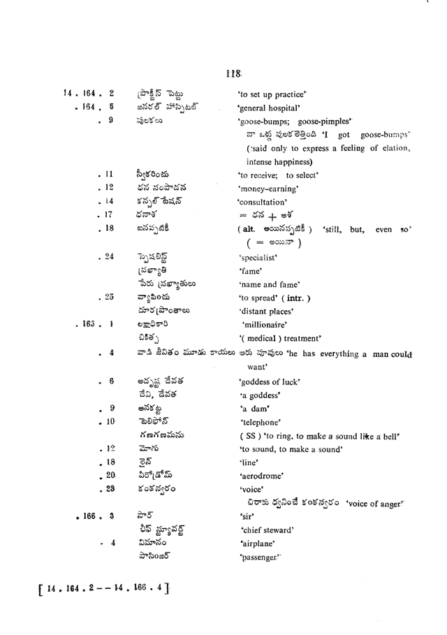 Glossary for Graded Readings in Modern Literary Telugu, page 114.