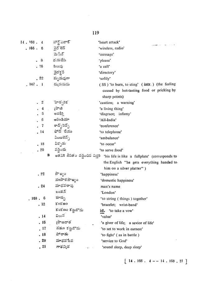 Glossary for Graded Readings in Modern Literary Telugu, page 115.