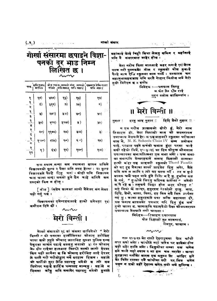 Gorkha Sansar, 31 May 1927, page 2