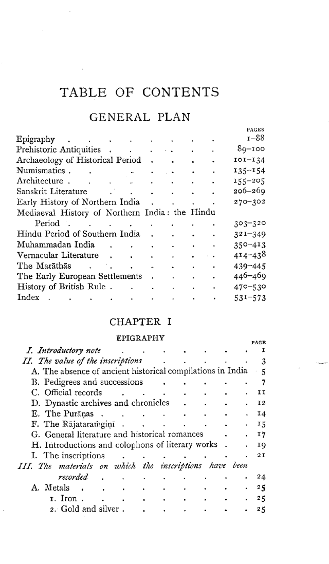 Imperial Gazetteer2 of India, Volume 2, table of contents, page ix