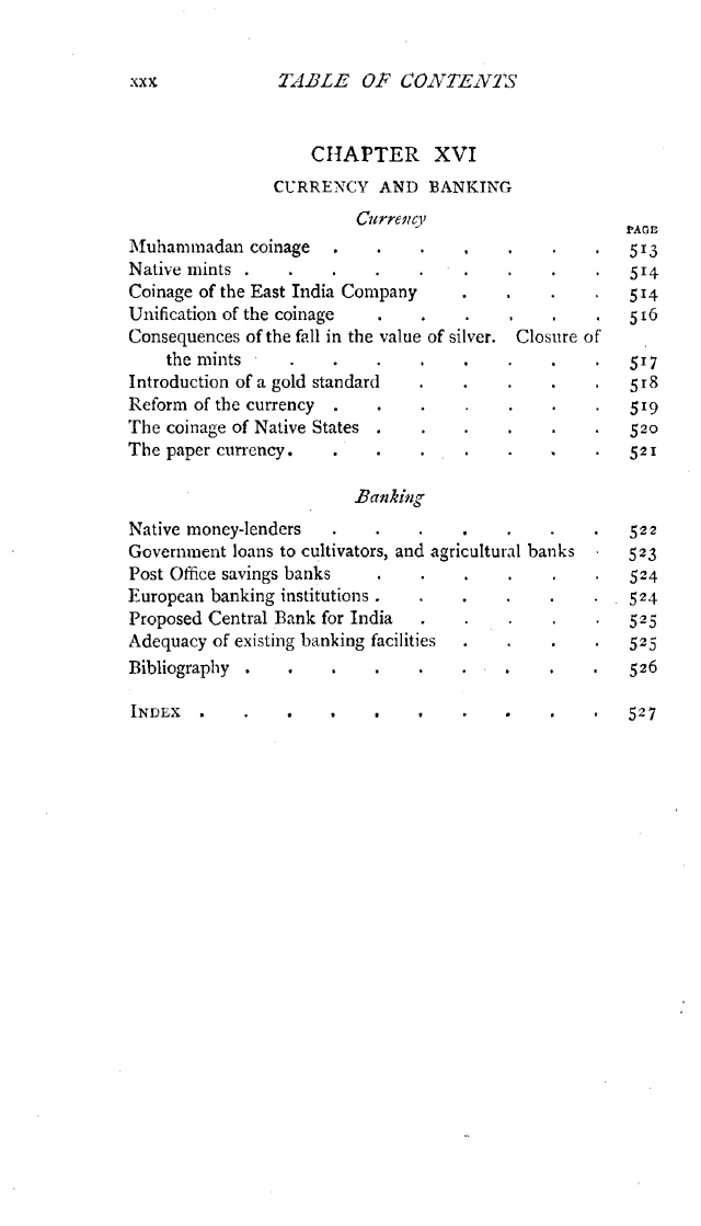 Imperial Gazetteer2 of India, Volume 3, table of contents, page xxx
