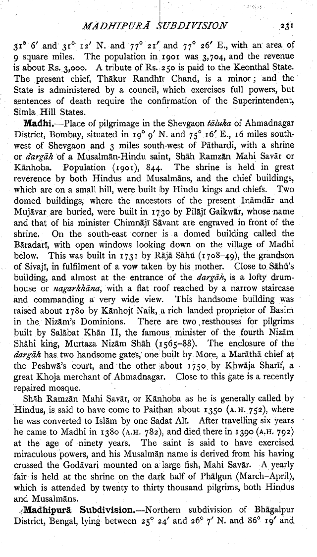 Imperial Gazetteer2 of India, Volume 16, page 231