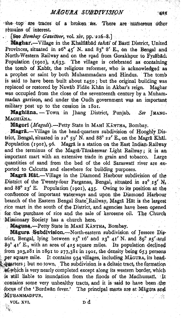 Imperial Gazetteer2 of India, Volume 16, page 411