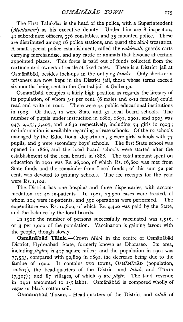 Imperial Gazetteer2 of India, Volume 19, page 275